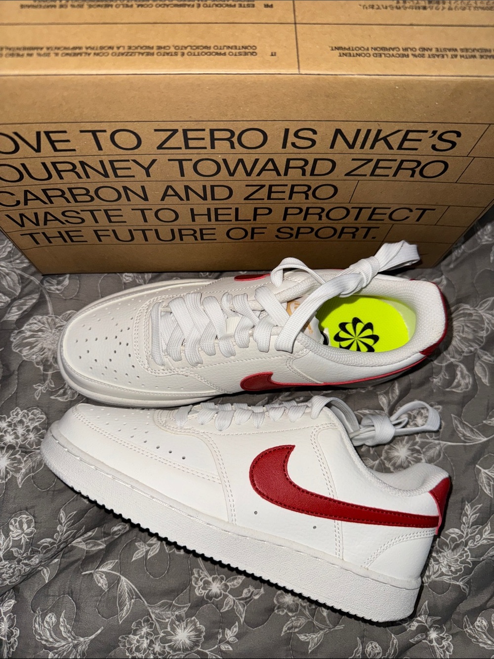 Nike White Sneakers with Red Swoosh